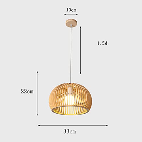 F Fityle Lámpara Colgante Creativa Vintage Madera Lámpara de Techo 1.5m Altura Ajustable, Lámpara de Madera Natural para Restaurante Tienda Bar Café - C