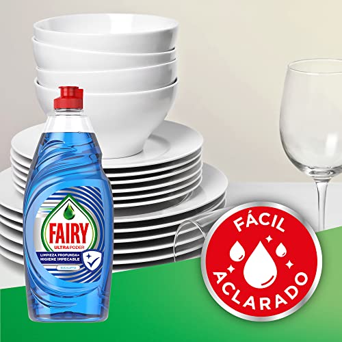 Fairy Ultra Poder Lavavajillas Líquido a Mano Limpieza Profunda, 4L (8 X 500 ML), Aroma a Eucalipto