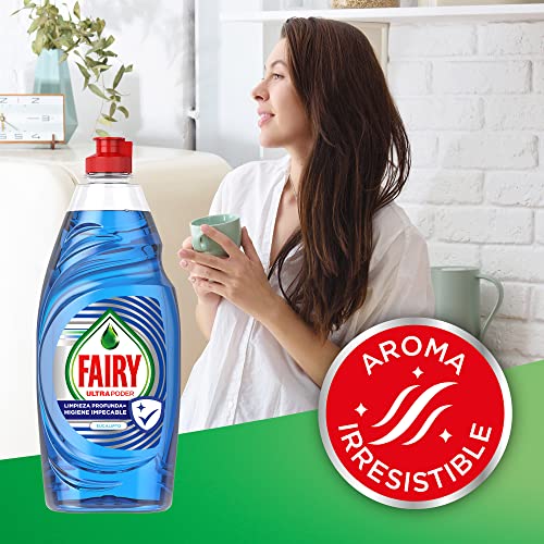 Fairy Ultra Poder Lavavajillas Líquido a Mano Limpieza Profunda, 4L (8 X 500 ML), Aroma a Eucalipto