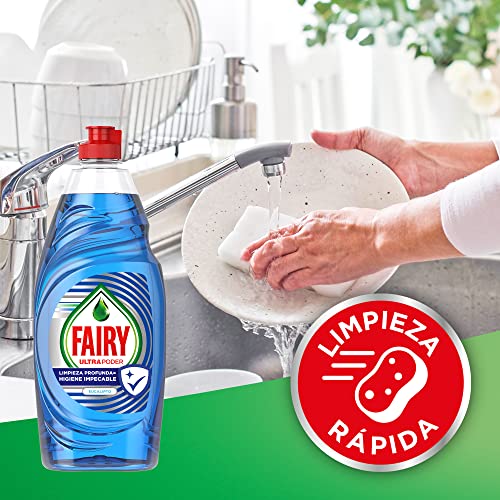 Fairy Ultra Poder Lavavajillas Líquido a Mano Limpieza Profunda, 4L (8 X 500 ML), Aroma a Eucalipto