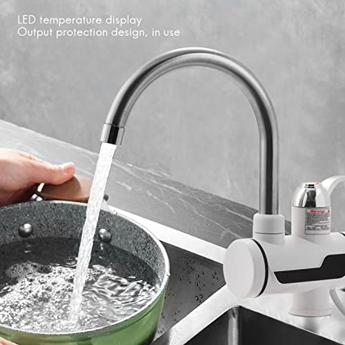 Falincon Grifo de lavabo con ducha extraíble, cabezal eléctrico y agua caliente instantánea con LED con indicador de temperatura, enchufe UE