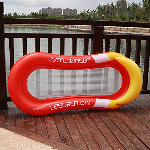 FANIER Flotante Colchoneta Piscina Adultos, Flotadores Piscina Hinchables para Piscina Cama de Agua Flotador de Malla Tumbona Inflable del Agua Hinchable Colchón de Aire Adultos (Naranja)