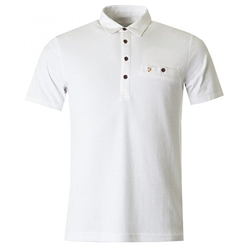 Farah Lester Camisa de Polo, Blanco, XXL para Hombre