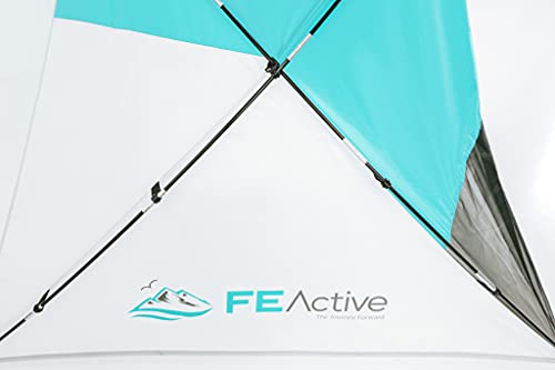 FE Active Tienda de Playa Pop up - Tienda Familiar Fácil de Montar Sombrillla de Playa con Protección UV Solar para Bebés y Adultos para Acampada, Senderismo, Viajes, Camping | Diseñada en California