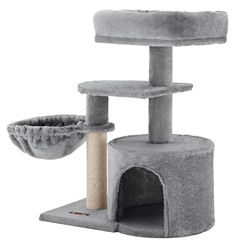 FEANDREA Árbol Pequeño para Gatos, con Poste para Rascar, Gris Claro PCT59W