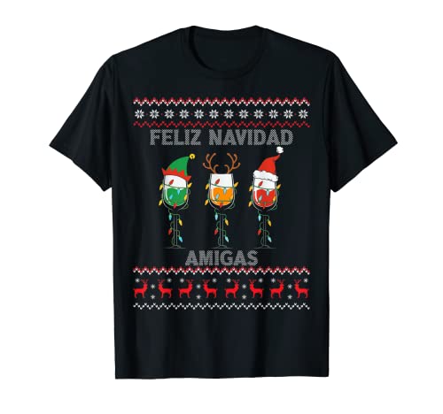 Feliz Navidad Amigas Diseño Navideño Camiseta