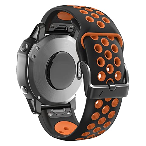 Feysentoe Reemplazo Correa para Garmin fenix 6/6 pro/5/5 plus Brazalete de Repuesto.(naranja negro)