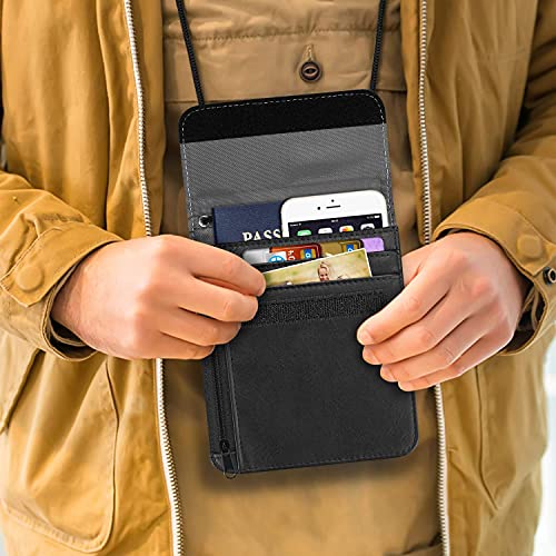 Fintie Portadocumentos de Cuello para Pasaporte [Bloqueo RFID] Cartera de Material Sintético, Negro