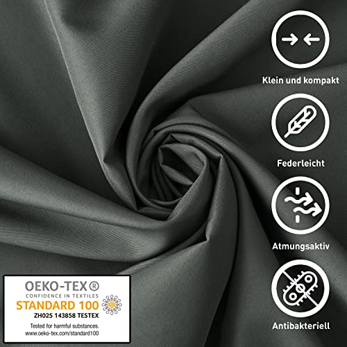 Fit-Flip Sábana Saco de Dormir Ultraligero, Forro de Saco de Dormir de Microfibra con Compartimiento de Almohada añadido, Saco sábana Tambien como Saco de Dormir Ligero - Color: Gris Oscuro