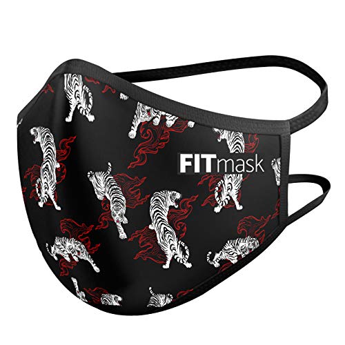 FITmask Mascarilla Pro Reutilizable Lavable Certificada Tejido Hidrófugo Made in Spain Altaica Tiger - Adulto Cabecera - L