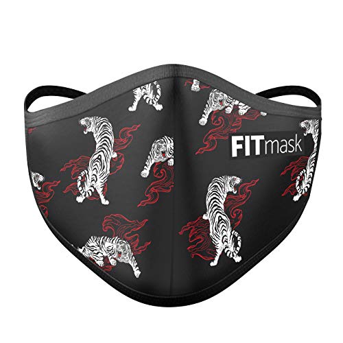 FITmask Mascarilla Pro Reutilizable Lavable Certificada Tejido Hidrófugo Made in Spain Altaica Tiger - Adulto Cabecera - L