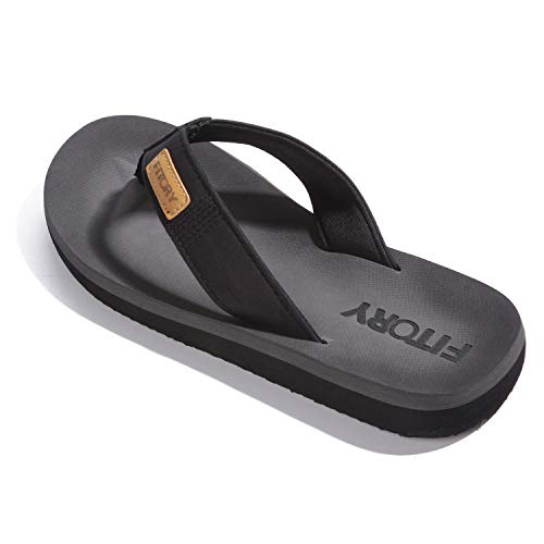 FITORY Chanclas de Hombre para la Playa Zapatos Planos de Verano para Piscina Casual Negro Talla 46 EU