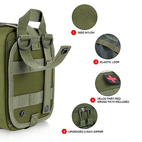 flintronic Bolso Médico , Riñonera Táctica de Emergencia, Riñonera Militar para Hombre, Riñonera de Gran Capacidad, Bolso Impermeable con Múltiples Bolsillos,Color Médico Verde