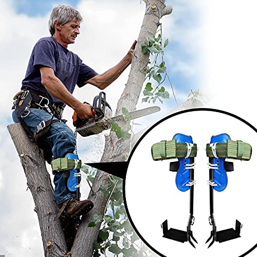 folconroad Juego de espigas de escalada de árbol con correas de cinturón de seguridad ajustables, juego de escalada de árboles con 2 engranajes de acero, herramientas de escalada