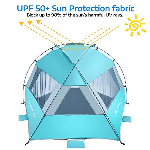 Forceatt 3-4 People Beach Camping Shade Tent,Sunscreen UPF50 +, Simple Installation, Light and Easy to Carry, Seaside Vacation Beach Camping is The First Choice.