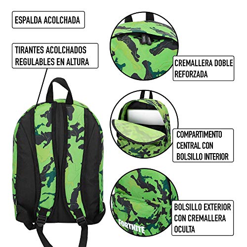 Fortnite - Mochila Camuflaje verde 31 x 43 cm (77082)