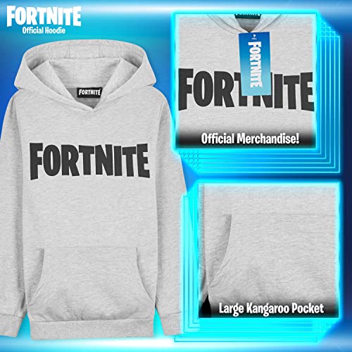 Fortnite Sudadera Niño, Ropa para Niño De Videojuego, Sudadera con Capucha para Niños, Gamer Regalos 7-15 Años (14-15 años, Gris)