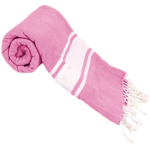 Fouta Playa 180x90 cm Pareo Playa Grande Absorbentes Ligeras Suave Toalla Playa Doble Tejido Algodón Interior Poliester Exterior - Rosa