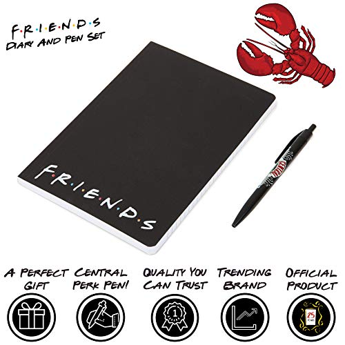 Friends Set Papeleria, Incluye Cuaderno A5 y Boligrafo, Diarios Para Escribir, Material Oficina y Papeleria, Merchandising Oficial Regalos Para Niños Adolescentes y Adultos