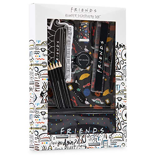 FRIENDS Set Papeleria para Niños, Incluye Cuaderno Boligrafo Lapices de Colores Estuche Goma y Regla, Material Escolar Bonito, Regalos para Niñas y Niños