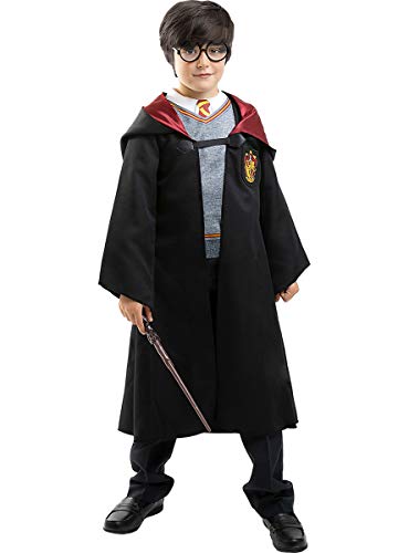 Funidelia | Disfraz de Harry Potter para niño y niña - Túnica con capucha y camiseta - Divertidos disfraces de niños para tus fiestas, accesorios para Halloween y carnaval - Negro - Talla 5-6 años