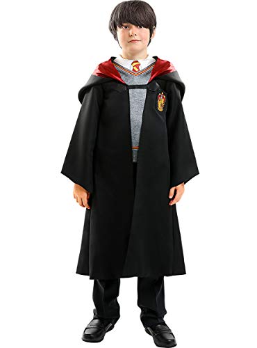 Funidelia | Disfraz de Harry Potter para niño y niña - Túnica con capucha y camiseta - Divertidos disfraces de niños para tus fiestas, accesorios para Halloween y carnaval - Negro - Talla 5-6 años