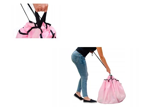 Funky Planet Bolsa de Almacenamiento de Juguetes para Lego, Bolsas de Organizador, Alfombra de Juego para niños de 60 Pulgadas (150 cm) - Organizador portátil de Juguetes para niños (Pink)