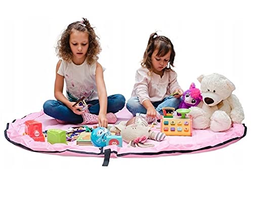 Funky Planet Bolsa de Almacenamiento de Juguetes para Lego, Bolsas de Organizador, Alfombra de Juego para niños de 60 Pulgadas (150 cm) - Organizador portátil de Juguetes para niños (Pink)