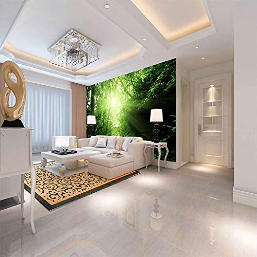 FVGKYS Papel Pintado Pared Autoadhesivo 3D Paisaje De Bosques Verdes Soleados Papel Tapiz Modernas Para Sala De Estar Dormitorio Baño Oficina Pasillo Decoración 300x210cm Personalizado Fondo De Pantal