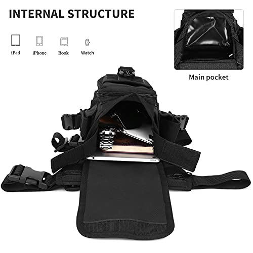 G-raphy Bolsa de Pierna para Hombre Bolsa Táctical Militar Impermeable para Correr Senderismo Ciclismo Camping Caza (Negro)