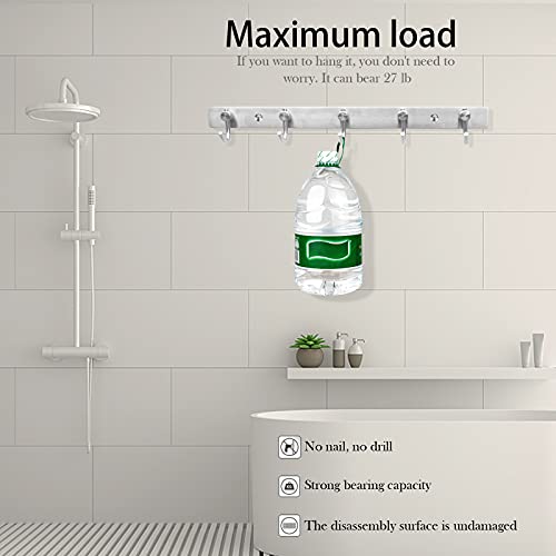 Ganchos Percheros De Pared 304 Acero Inoxidable Adhesivos Colgador de Abrigos con 5 Ganchos Toallero con Tornillo para Dormitorio Baño y Cocina