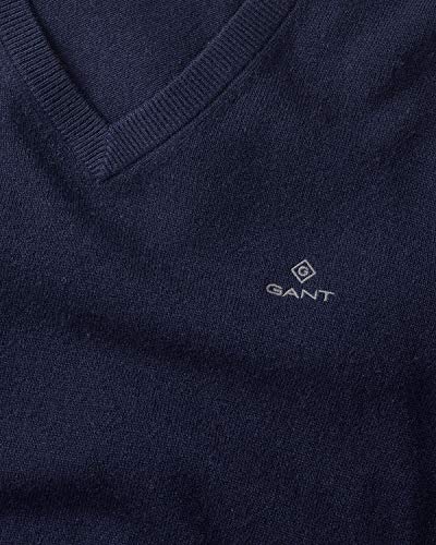 GANT MD. Extrafine Lambswool V-Neck suéter, Azul (Marine 410), X-Large para Hombre