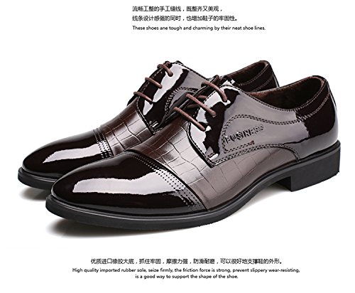 Gaorui Los hombres de negocios de cuero zapatos de vestir formal Oxford clásico Cap Toe Balmoral con cordones, Black, 43.5 EU