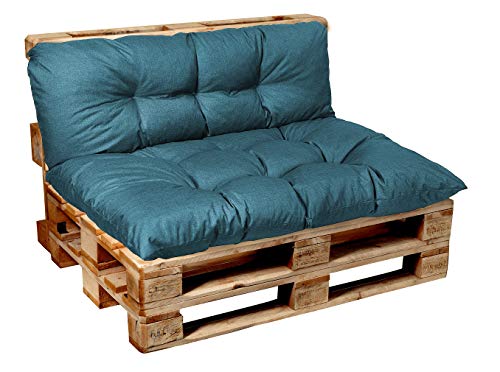 Garden Factory Cojines para palets, Cojín de palé, Cojines para Sofas de palets Asiento, Respaldo o Juego (Set (Asiento 120x60 + Respaldo 120x40) Turquesa)