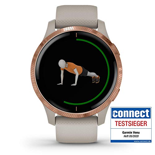 Garmin Venu Reloj Inteligente(GPS, Ecran AMOLED, PayTM, Musica), Rosa Dorado, 43 mm (Reacondicionado)