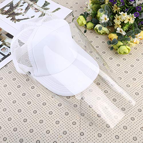 Garneck Face Shield Protective Cap Detachable Safety Face Shield Cover Sun Protection Baseball Hat Anti Splash Anti-Spittle Visor For Men Women (White)