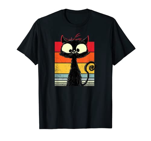 Gato negro gracioso | Gato macho | Gato retro Camiseta