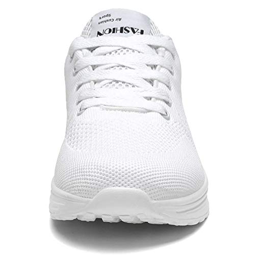 GAXmi Zapatillas Deportivas Mujer Zapatos de Malla Transpirables y Ligeros con Cordones y Cojín de Aire para Running Fitness Potenciar Blanco 38.5 EU