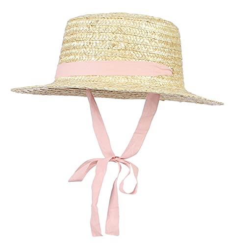 GEMVIE-Sombrero Canotier Niño y Niña Sombrero Pork Pie Paja Niña Sombrero Paja Verano Niños Sombrero para el Sol Protección UV