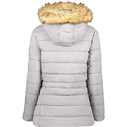 Geographical Norway Belinda Lady – Parka cálida para mujer – Abrigo impermeable con capucha de piel – Abrigo cortavientos – Chaqueta de forro cálido para mujer (Gris, XL)