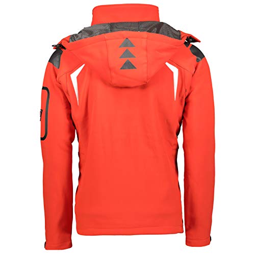 Geographical Norway Techno Men Distribrands - Chaqueta Softshell Impermeable Hombres - Capucha Hombre Transpirable Exteriores - Chaqueta Invierno Viento (Rojo / Negro L)