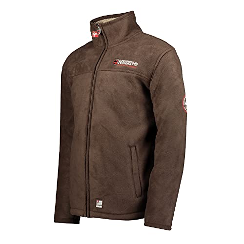 Geographical Norway UBOLT Men - Hombre Manga Larga Lana Polar - Chaqueta Caliente Resistente Fleece - Bolsillo Cuello Cremallera - Ideal Actividades Aire Libre Invierno MARRÓN XXL