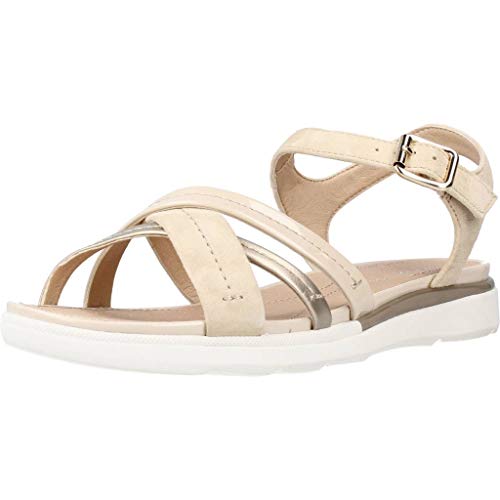 Geox D Sandal Hiver A, Sandalias con Punta Abierta para Mujer, Beige (Sand/Champagne C5zb5), 39 EU