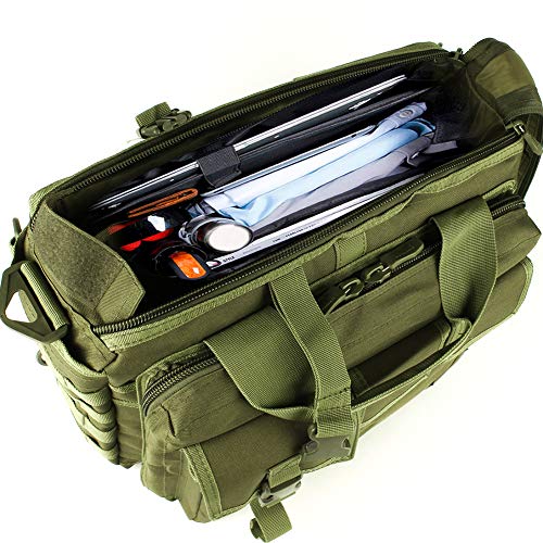 GES Multifunción Mens al Aire Libre táctico Hombro de Nylon portátil Messenger Bag maletín Bolsos Grandes para 15.6" portátil/cámara(Verde)