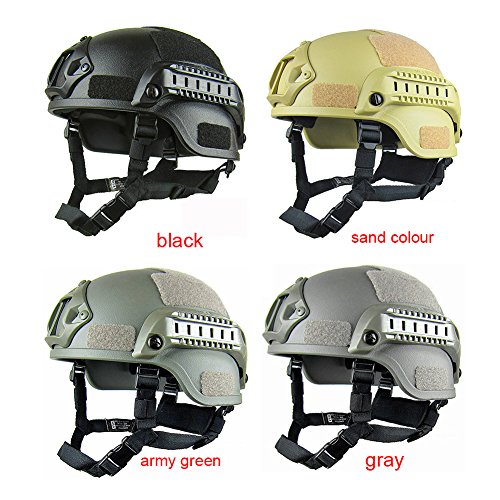 GEZICHTA MICH 2001 - Casco protector de airsoft, versión de acción táctica, con soporte NVG y rieles laterales para aire libre, para Airsoft Paintball CS, negro