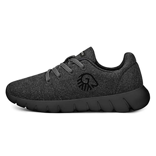 GIESSWEIN Merino Runners - Zapatillas deportivas para mujer, transpirables, de lana merino 3D, elásticas, ligeras, para el tiempo libre, con plantilla intercambiable, antracita, 39 EU