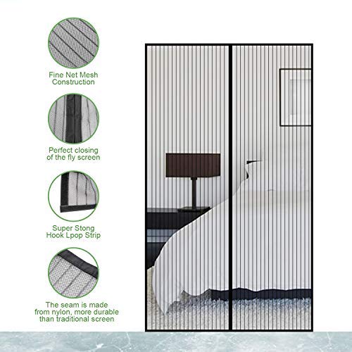 Gimars Cortina mosquitera doble magnetica puerta exterior sin tornillos, Mosquitera puerta corredera lateral con iman para terraza/habitacion Fácil de instalar (100 * 240 Negro)