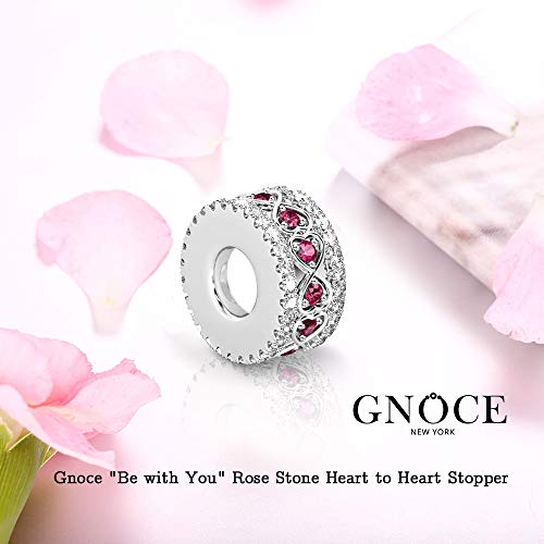 Gnoce Tapón De Goma De Plata De Ley 925 "Contigo" Señoras Broche Espaciador Encantos Bead Rosenstein Heart to Heart Stopper para pulseras