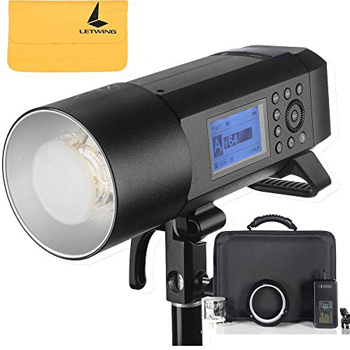 Godox AD400Pro Witstro All-in-One Exteriores Flash 400ws Gran Potencia, Reciclaje Tiempo0.01 ~ 1s, 12 Flashes Continuos en 1/16 Potencia de Salida,30w Lámpara Modelado LED,Temperatura de Color Estable