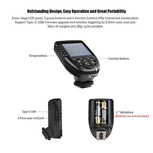 Godox xpro-n i-TTL disparador de flash transmisor con gran pantalla LCD de 2,4 G inalámbrico sistema de X 32 canales